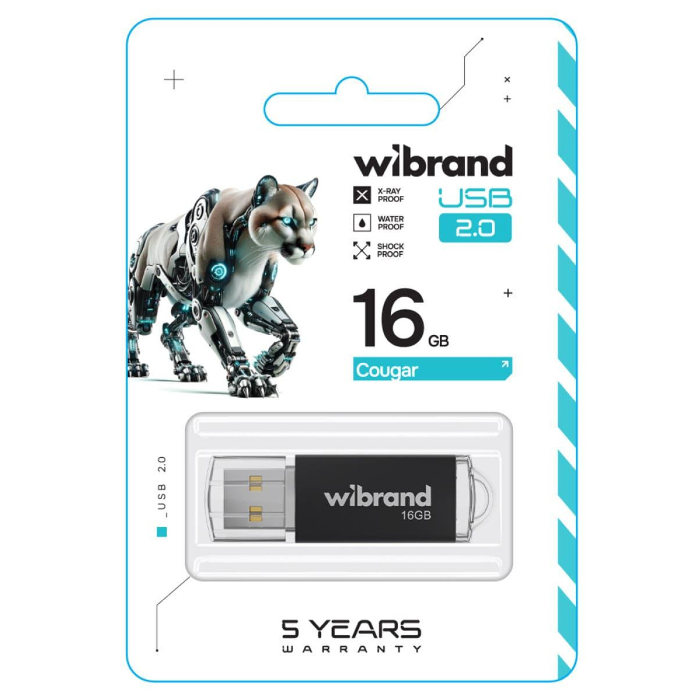 Флеш-накопитель Wibrand Flash USB 2.0 Cougar 16Gb Black (WI2.0/CU16P1B)