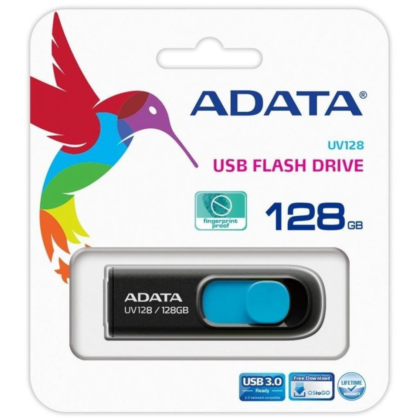 Флеш-накопитель Adata Flash 128Gb USB 3.2 UV 128 Black/Blue (AUV128-128G-RBE)
