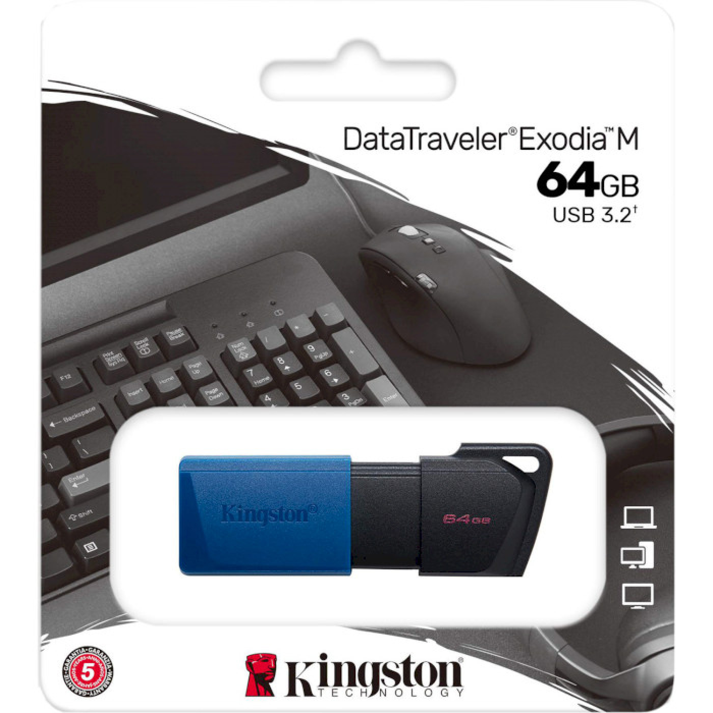 Флеш-накопитель Kingston 64GB USB 3.2 Gen 1 DataTraveler Exodi a M (Black + Blue) - 2 Pack (DTXM/64GB-2P)