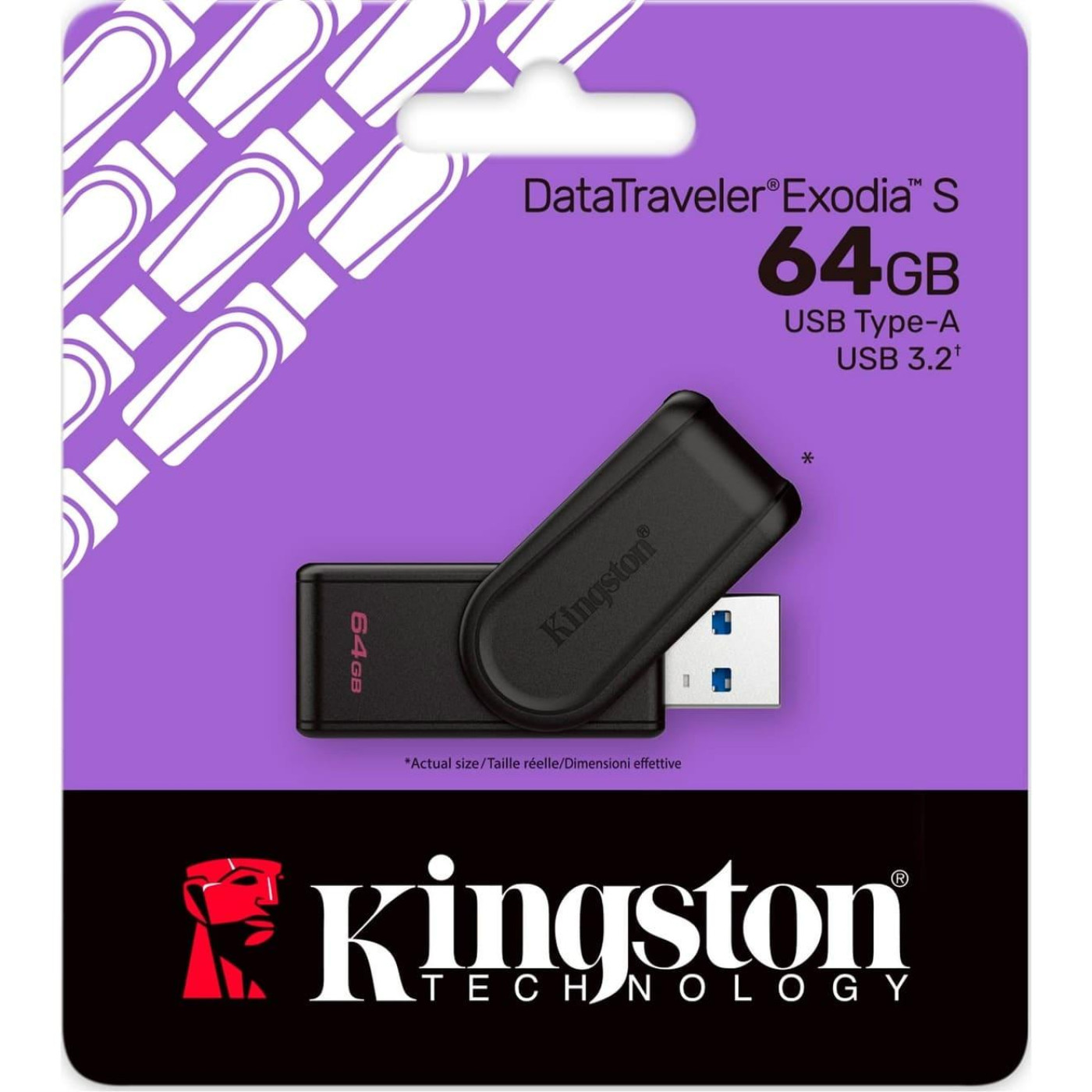 Накопичувач Kingston 64GB USB 3.2 Type-A Gen1 DT Exodia S