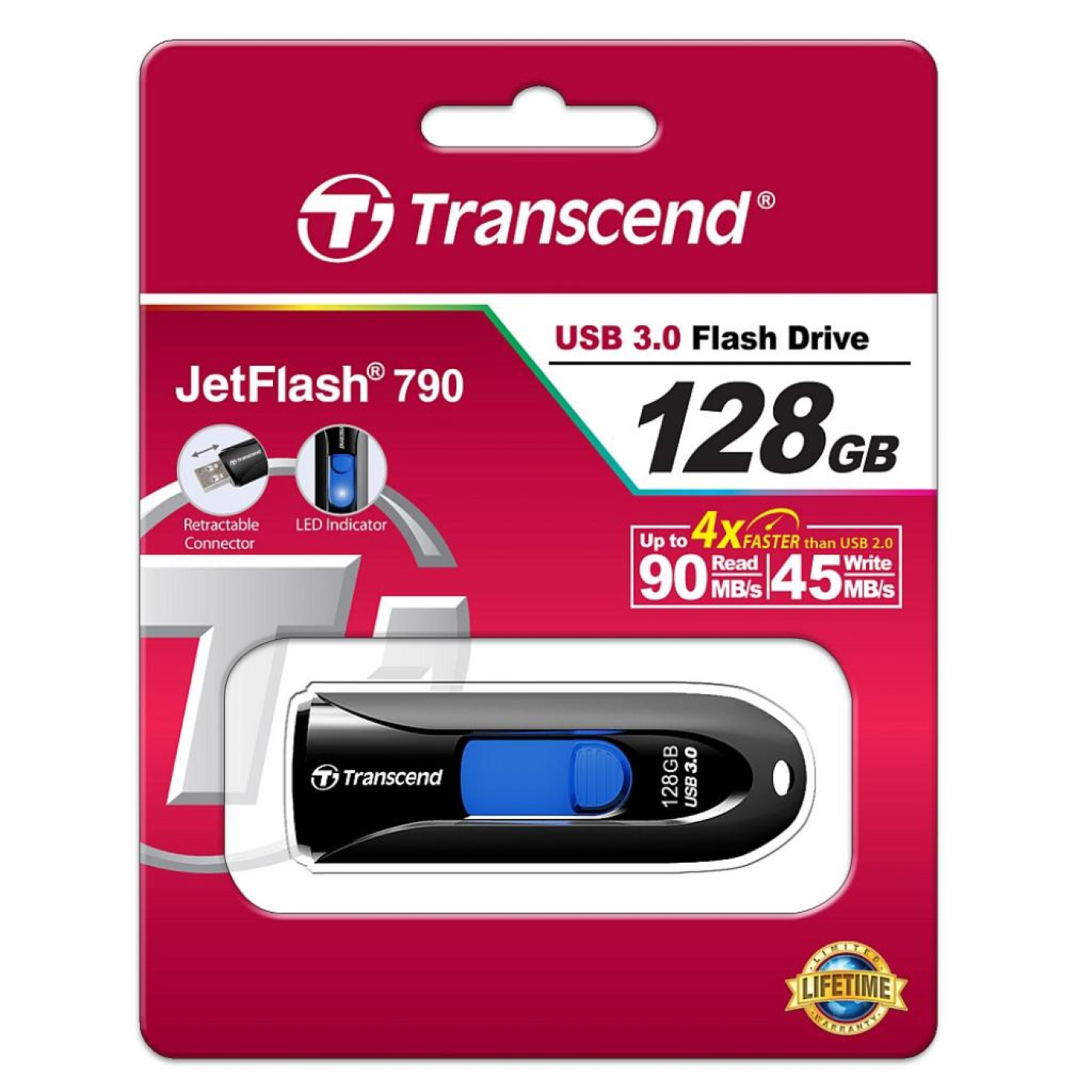 Флеш-накопичувач Transcend USB флеш накопичувач 128GB JetFlash 790 Black USB 3.0 (TS128GJF790K)