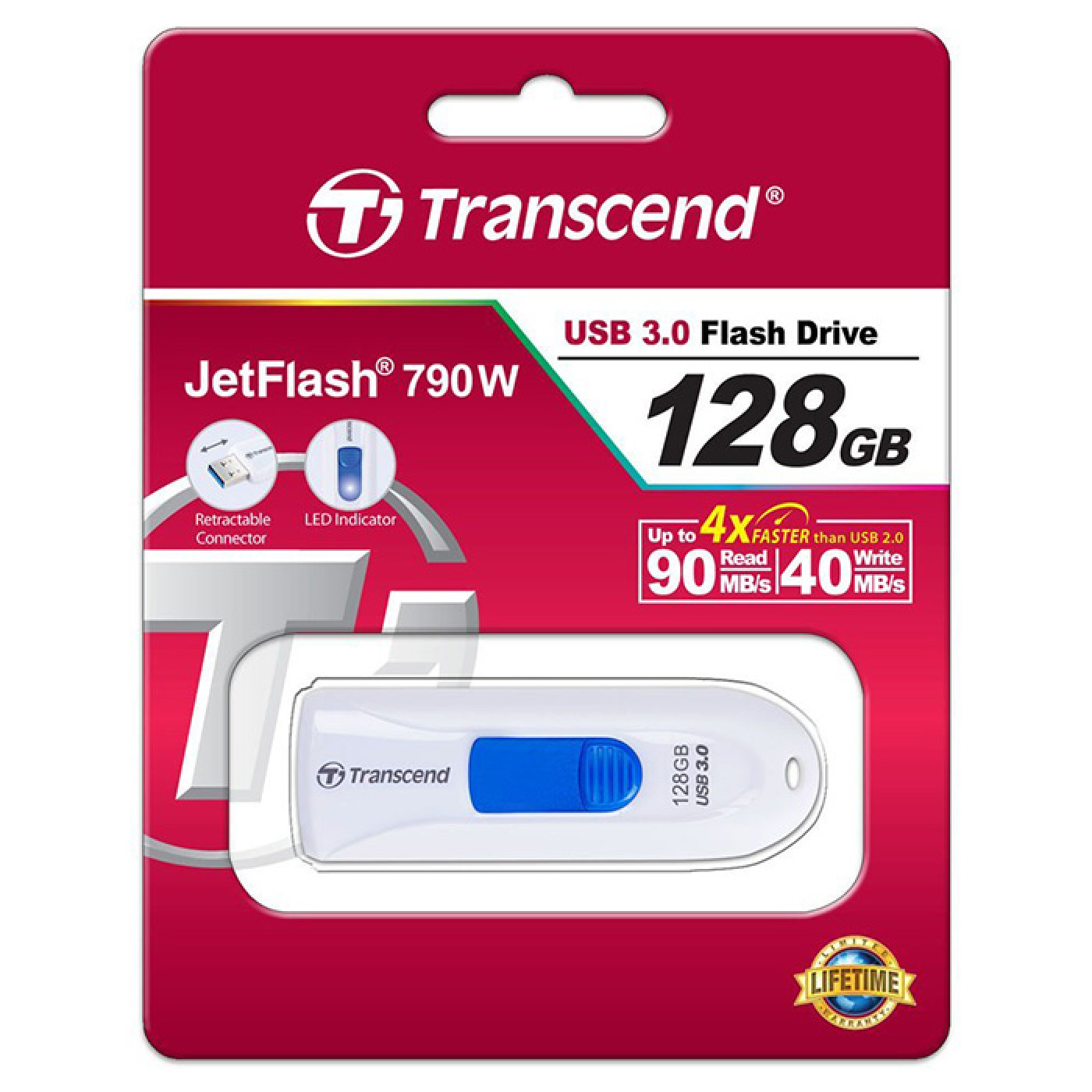 Флеш-накопитель Transcend 128GB USB 3.1 JetFlash 790 (TS128GJF790W)