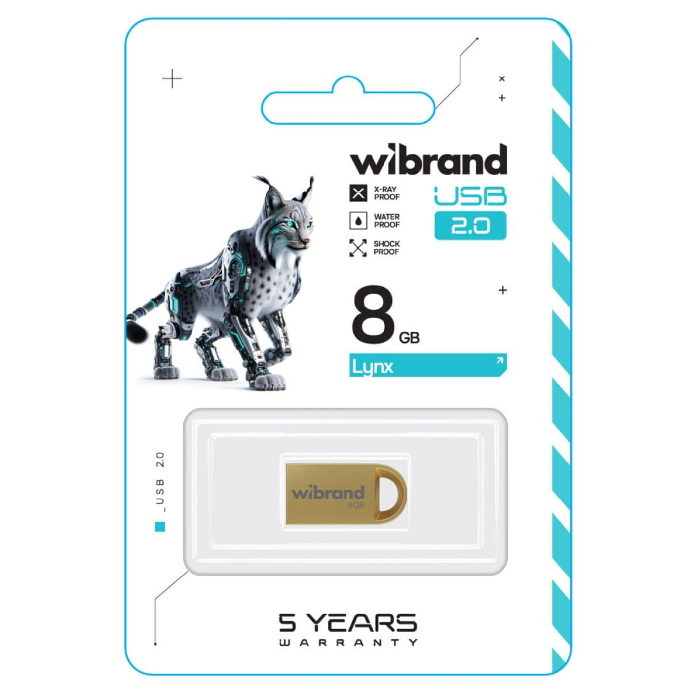 Флеш-накопичувач Wibrand Flash USB 2.0 Lynx 8Gb Gold (WI2.0/LY8M2G)