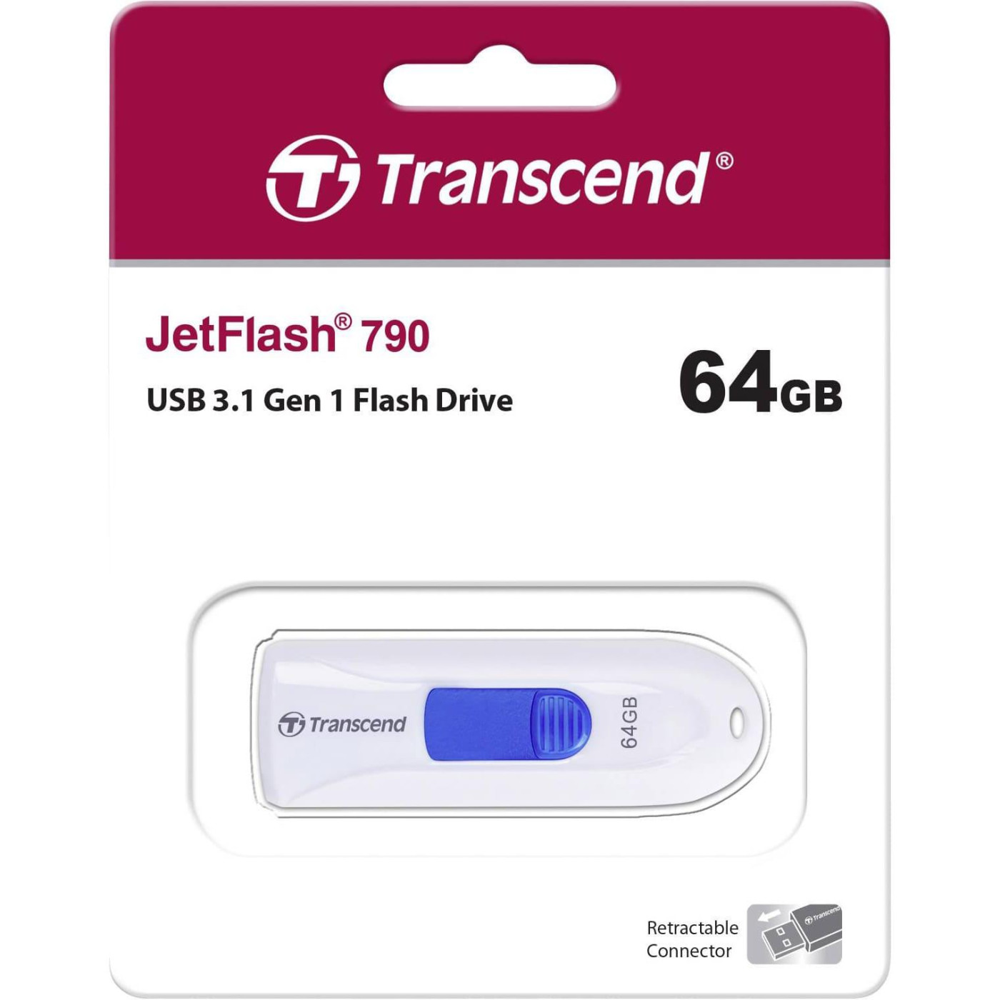 Флеш-накопитель Transcend USB3.0 64GB JetFlash 790 White (TS64GJF790W)