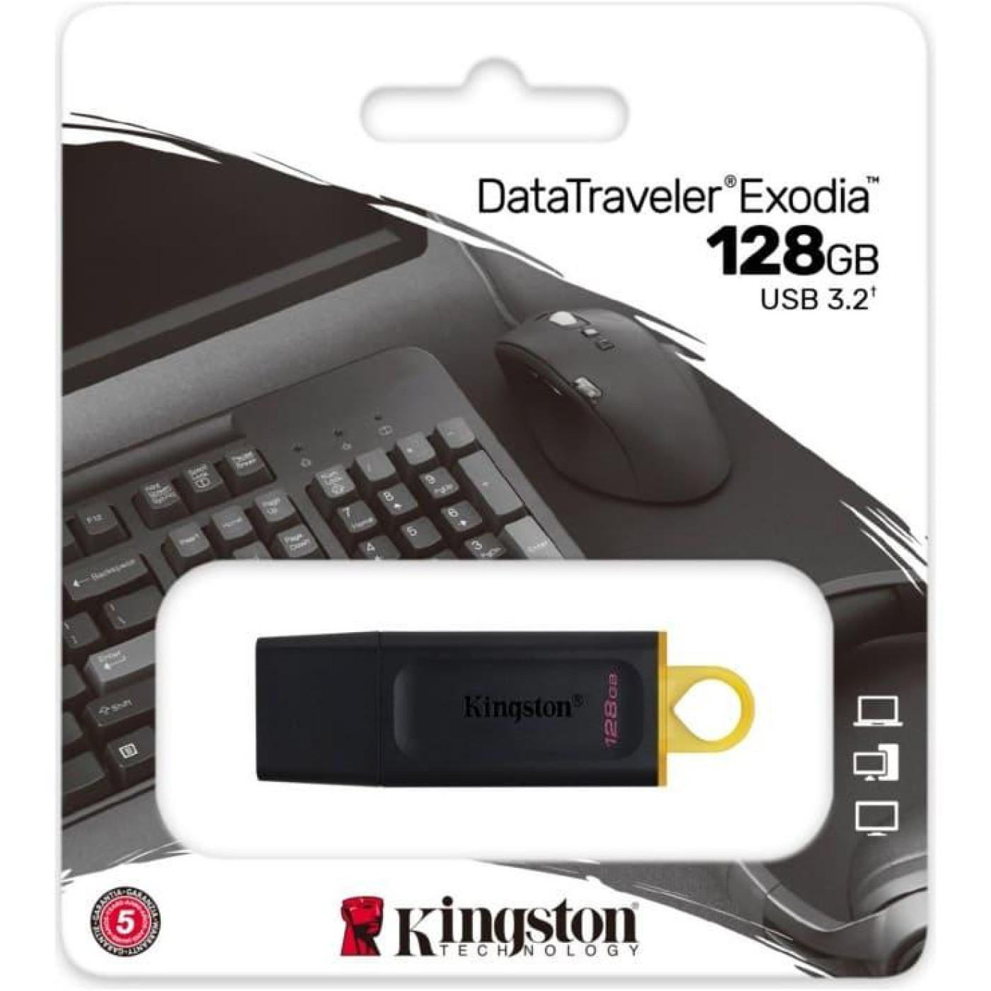 Флеш-накопитель Kingston 128GB USB3.2 DataTraveler Exodia Black/Yellow (DTX/128GB)