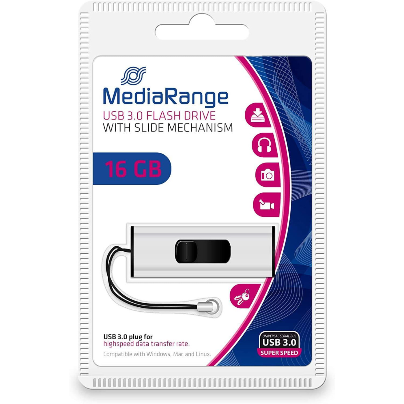 Флеш-накопитель MediaRange 16GB USB 3.0 (MR915)
