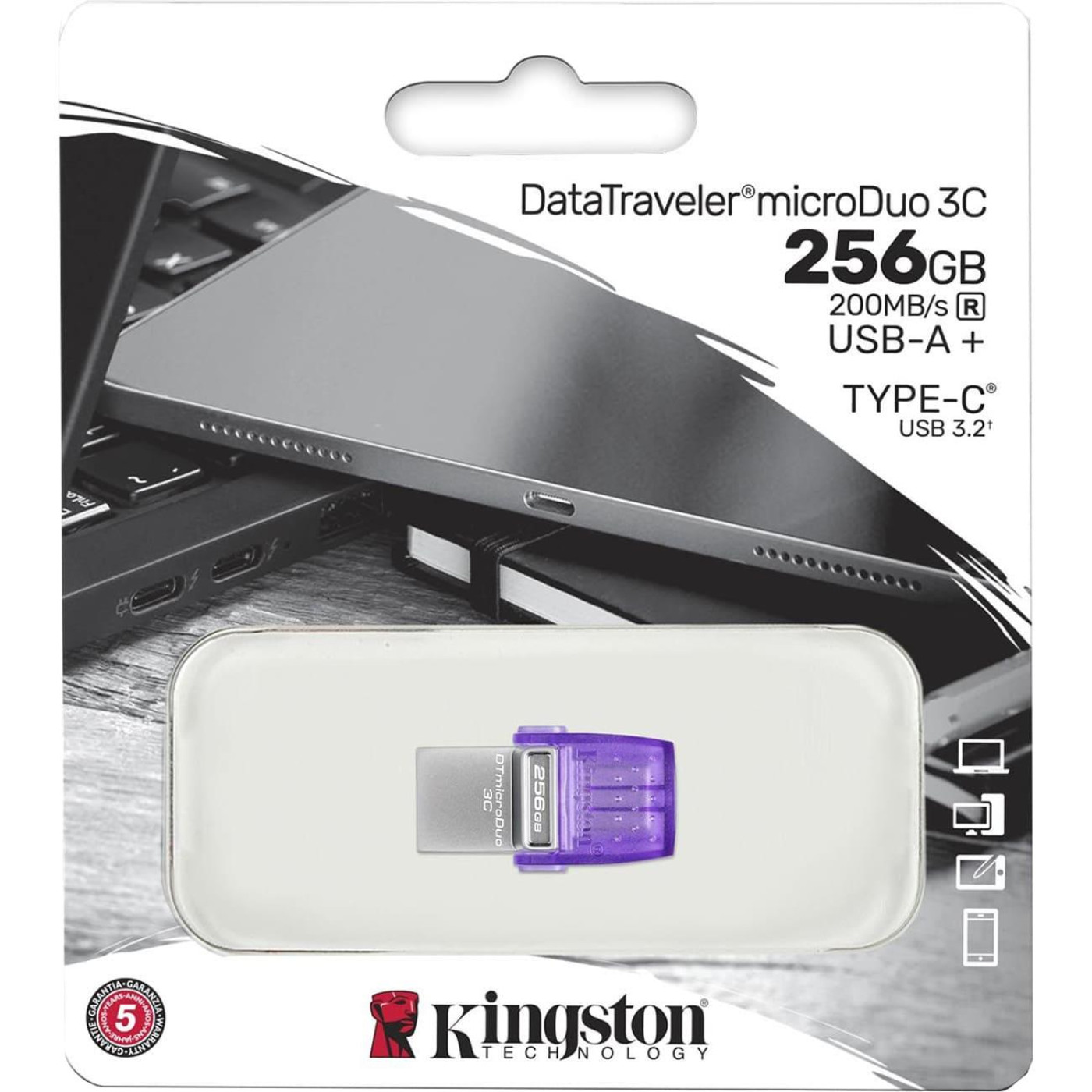Флеш-накопитель Kingston DT Duo 3C 256GB 200MB/s dual USB-A + USB-C (DTDUO3CG3/256GB)