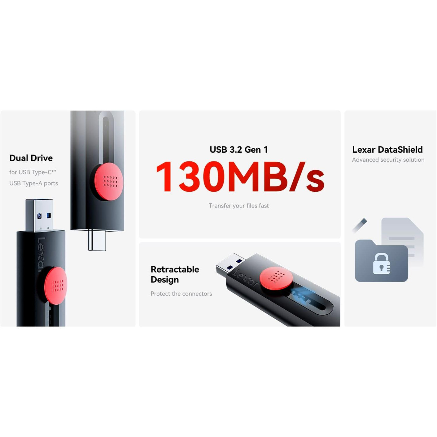 Флеш-памъять (накопичувач USB) USB3.2 128GB LJDD300128G-BNBNG LEXAR