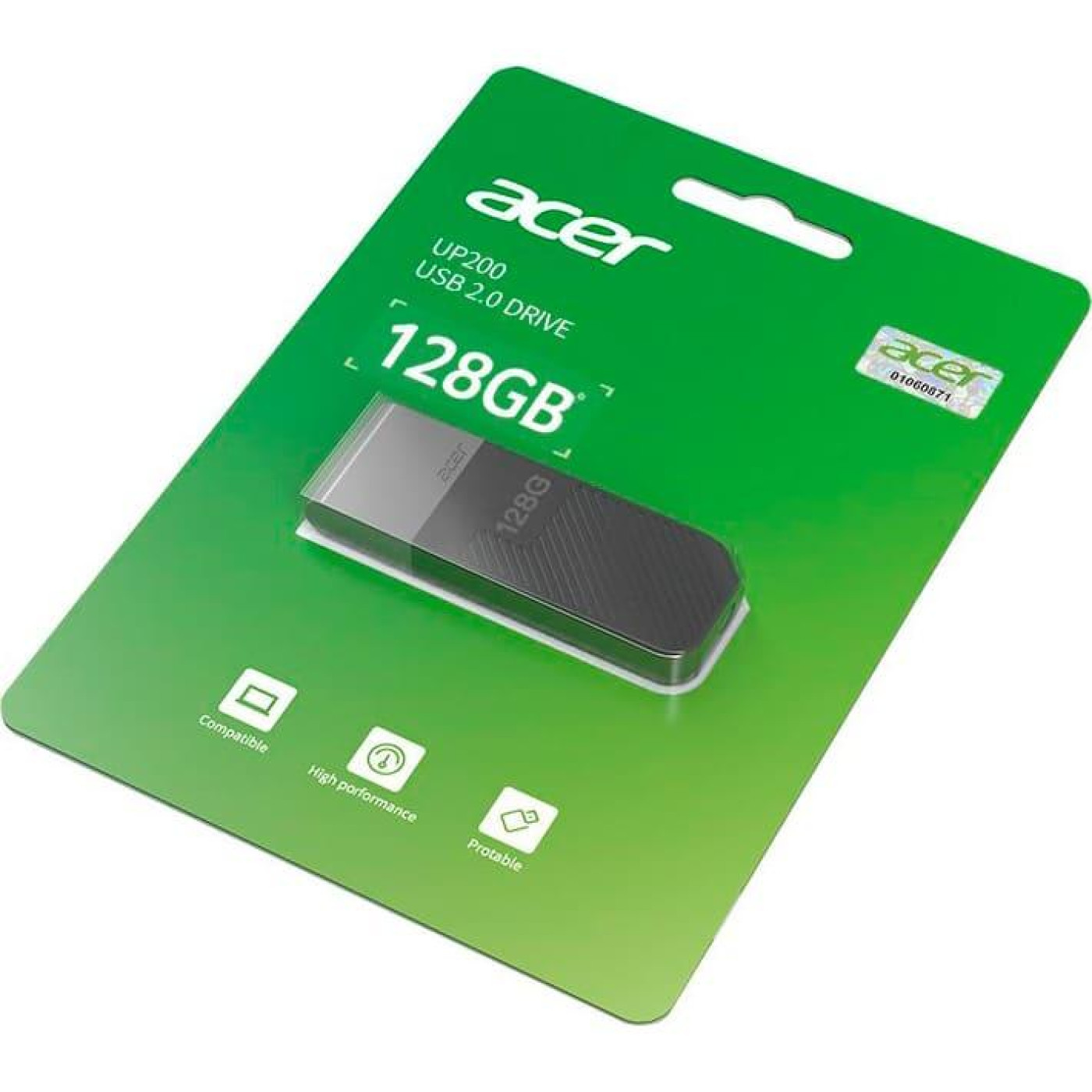 Флеш-накопитель Acer 128G usb2.0 UP200 Black (BL.9BWWA.512)