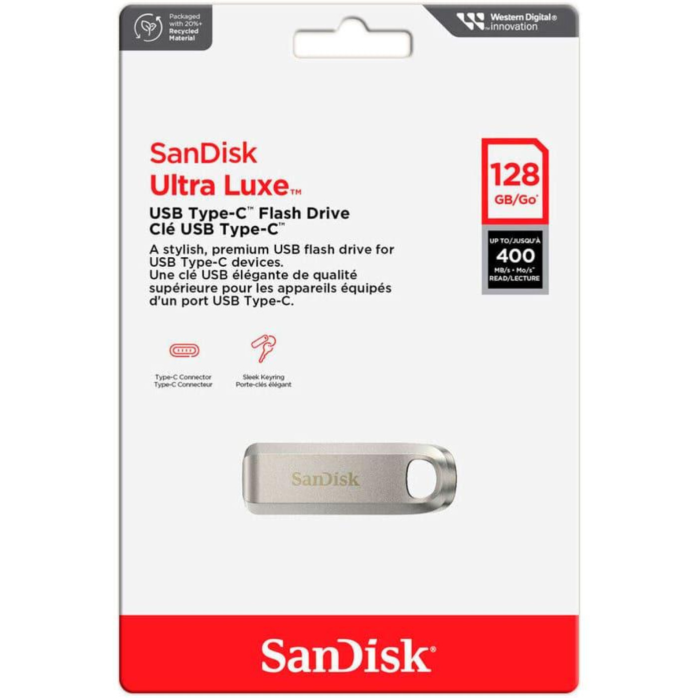 Флеш-накопитель Sandisk Flash USB 3.2 Gen1 Ultra Luxe Type-C 128Gb (400Mb/s) (SDCZ75-128G-G46)