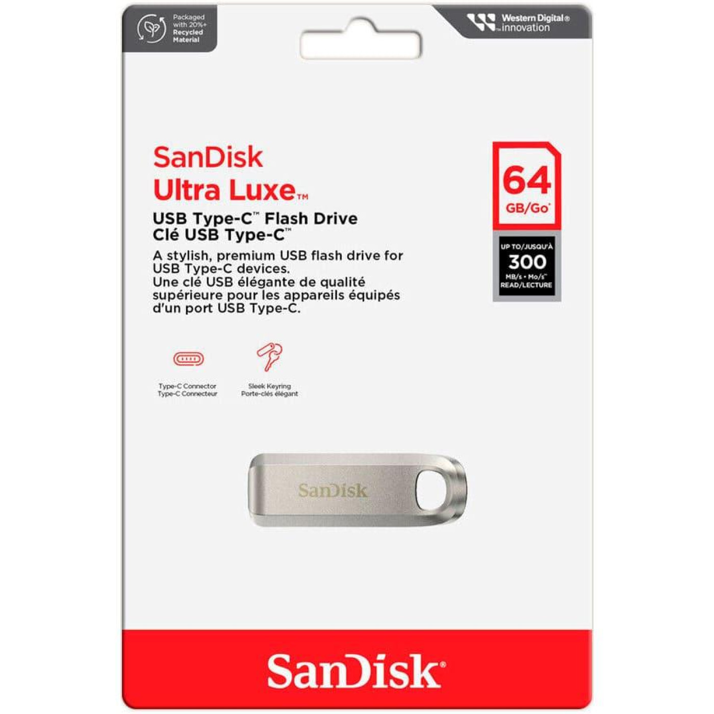 Флеш-накопитель Sandisk Flash USB 3.2 Gen1 Ultra Luxe Type-C 64Gb (300Mb/s) (SDCZ75-064G-G46)