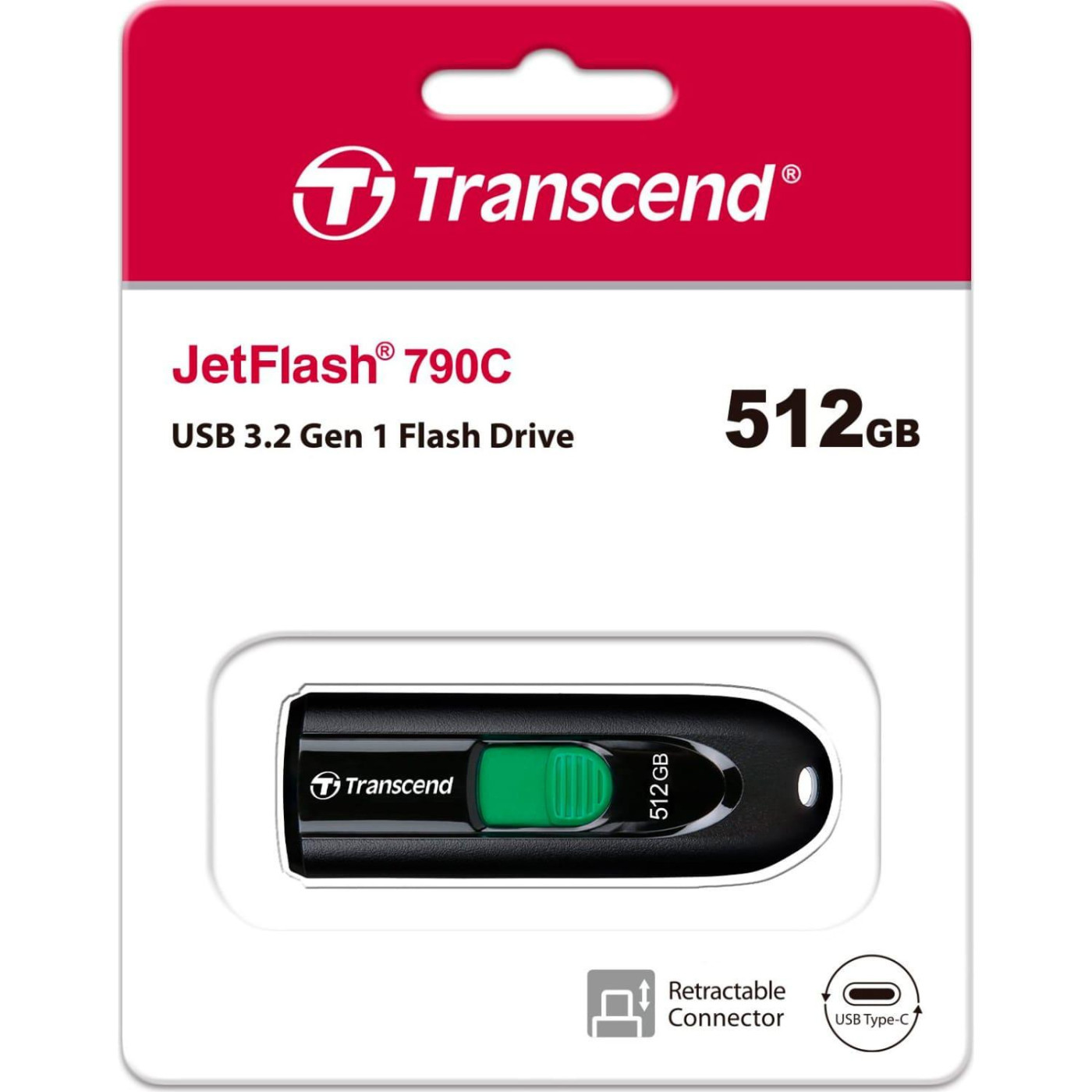 Флеш-накопичувач Transcend 512Gb JetFlash 790C USB3.2 (TS512GJF790C) 500 (FFUFTR02141)