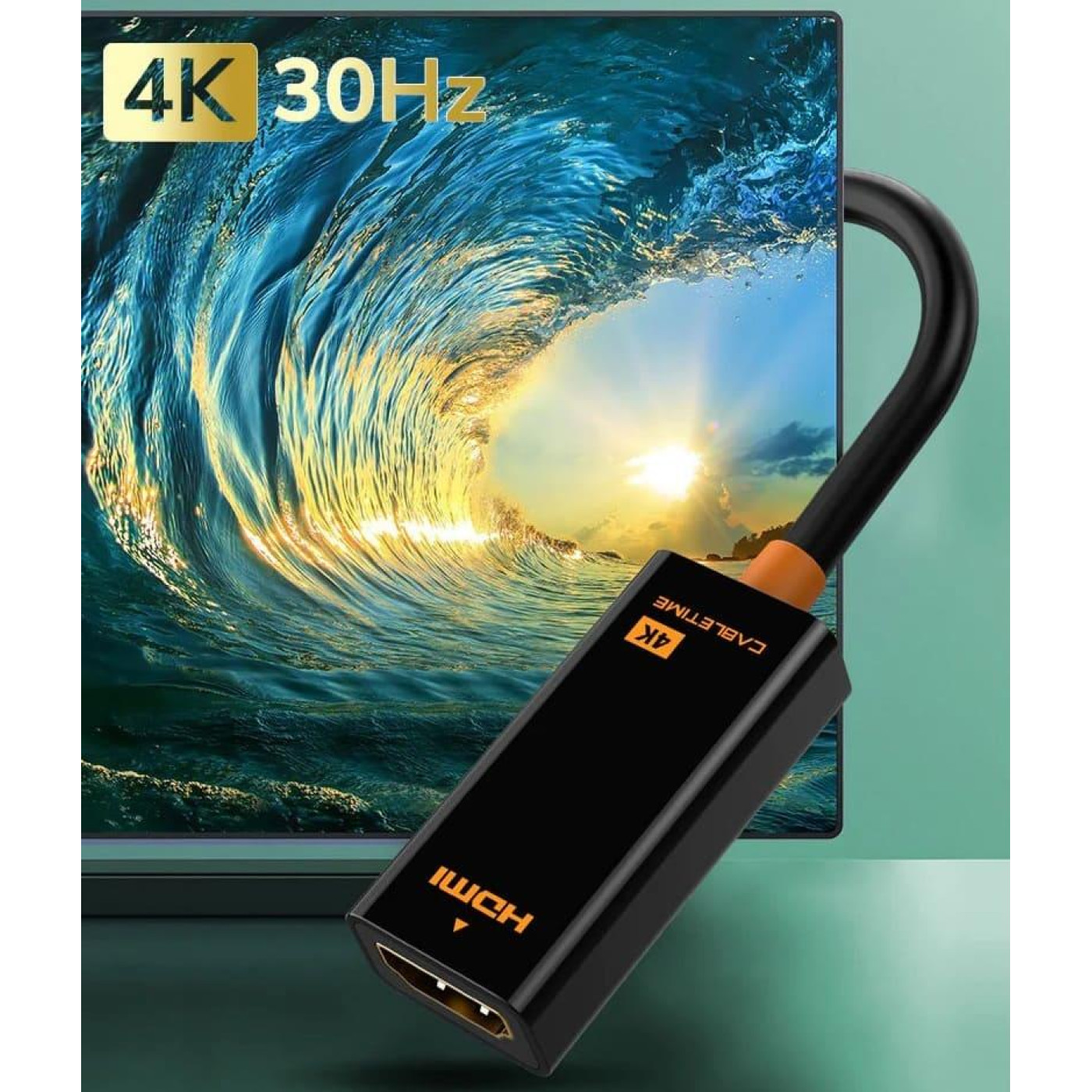 Адаптер Сabletime DisplayPort - HDMI (M/F), 0.2 м, Black (CP21B)