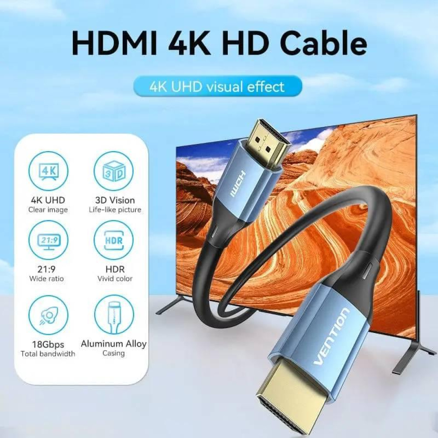Кабель Vention HDMI-HDMI V 2.0 3 м (ALHSI)