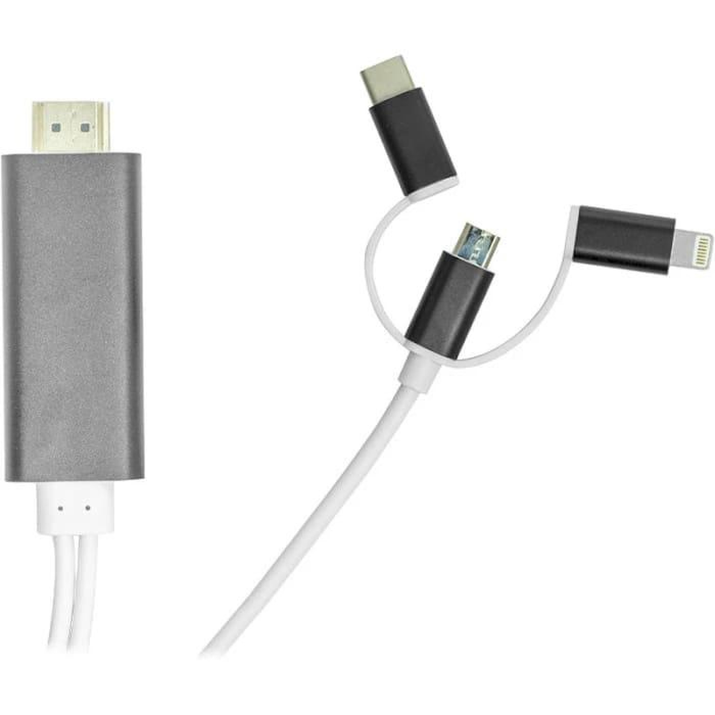 Кабель мультимедійний HDMI (M) to Lightning, Type-C, mirco USB 1.0m PowerPlant (CA911912)