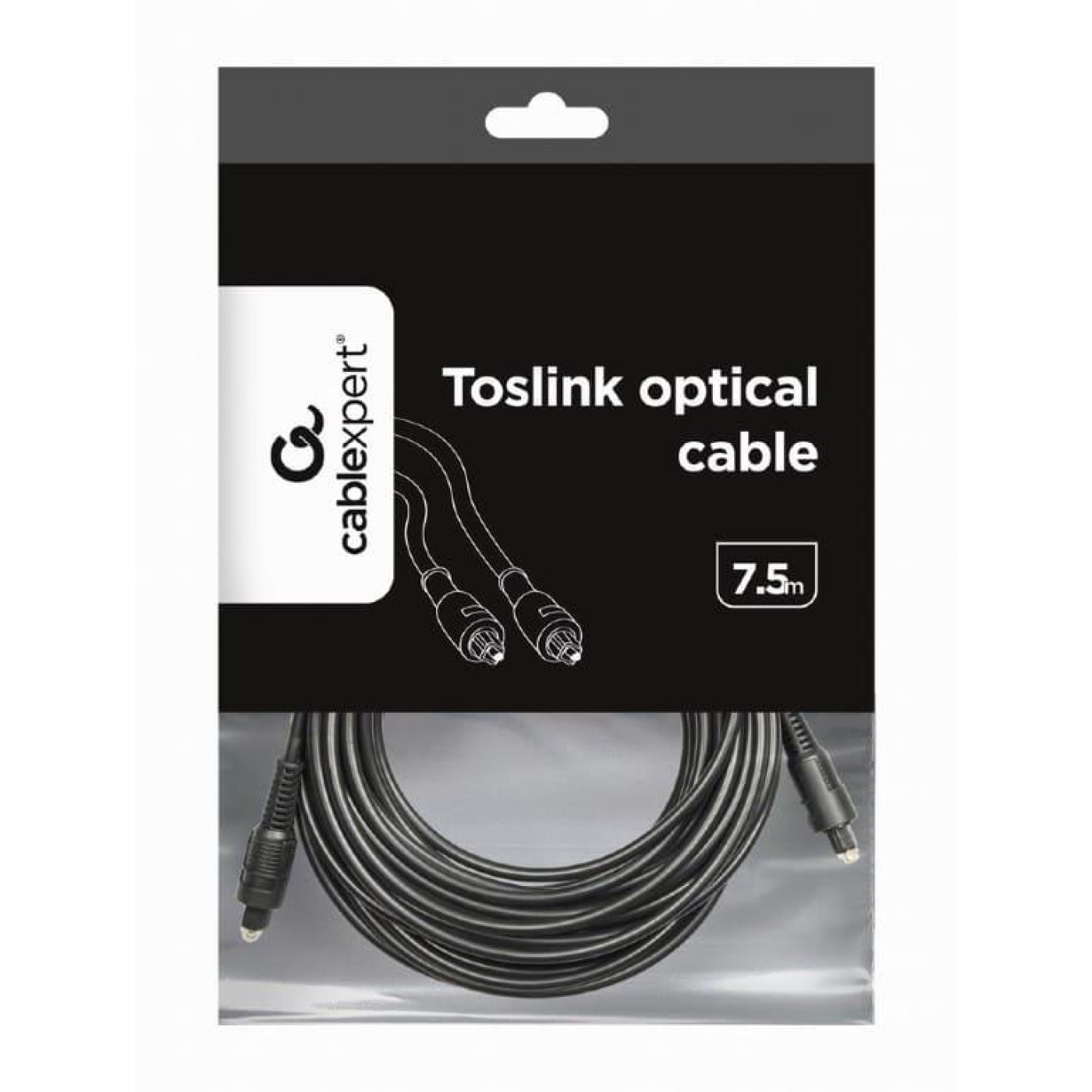 Аудио-кабель Cablexpert Toslink, 7.5м, Black (CC-OPT-7.5M)