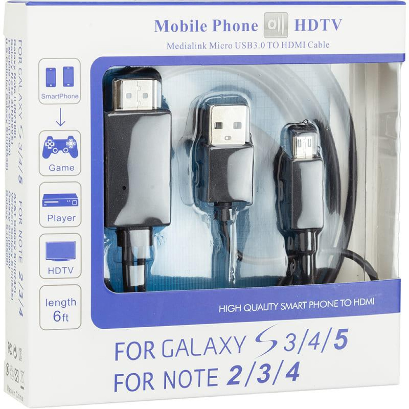 Кабель мультимедійний HDMI to microUSB (11 pin) + USB, 1.8m, (MHL) PowerPlant (CA910861)