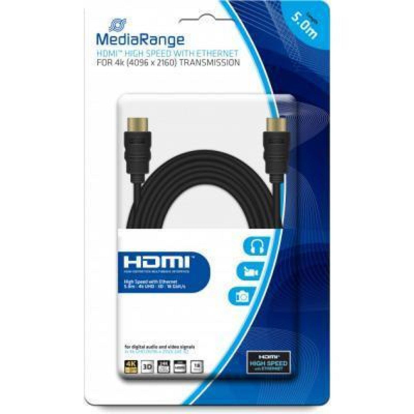 Кабель MediaRange HDMI-HDMI 5M Black (MRCS158) 