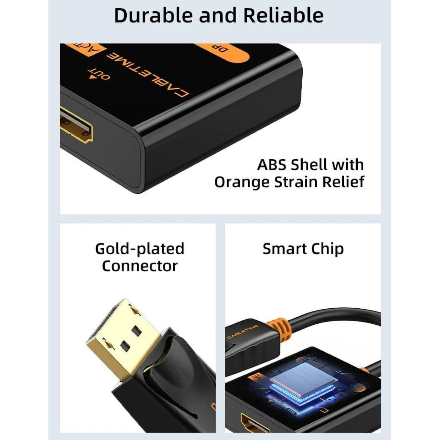 Адаптер Сabletime DisplayPort - HDMI (M/F), 0.2 м, Black (CP20B)