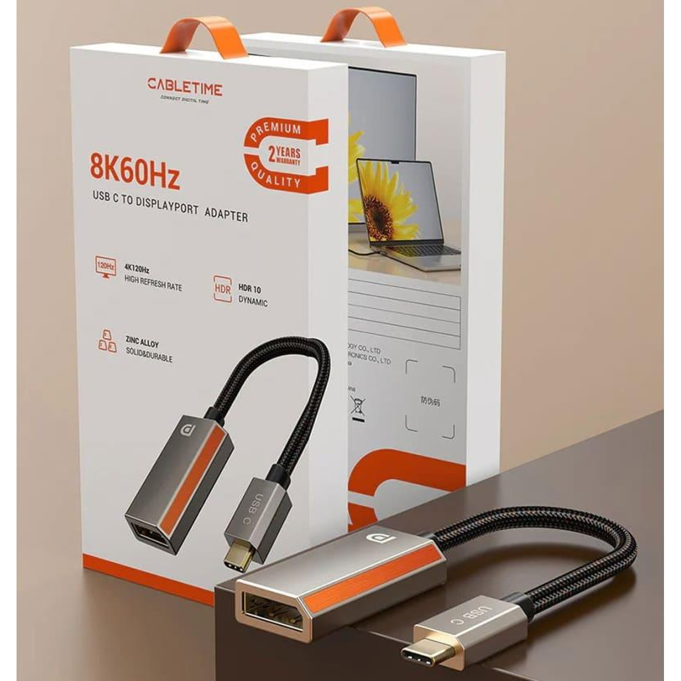 Адаптер Сabletime DisplayPort - USB Type-C (F/M), 0.2 м, Gray (CP16A)