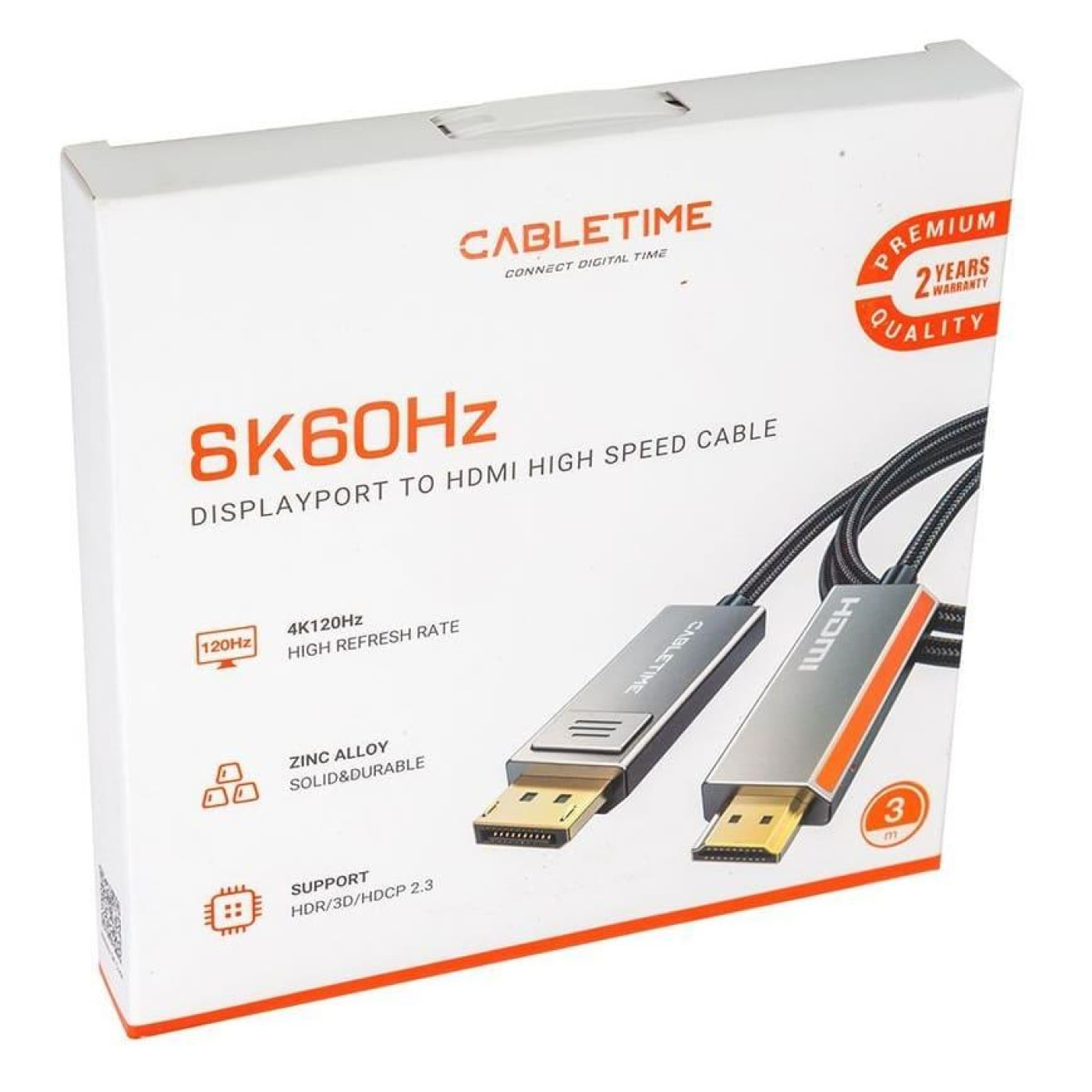Кабель Cabletime DisplayPort-HDMI V 2.1 3 м (CA914081)