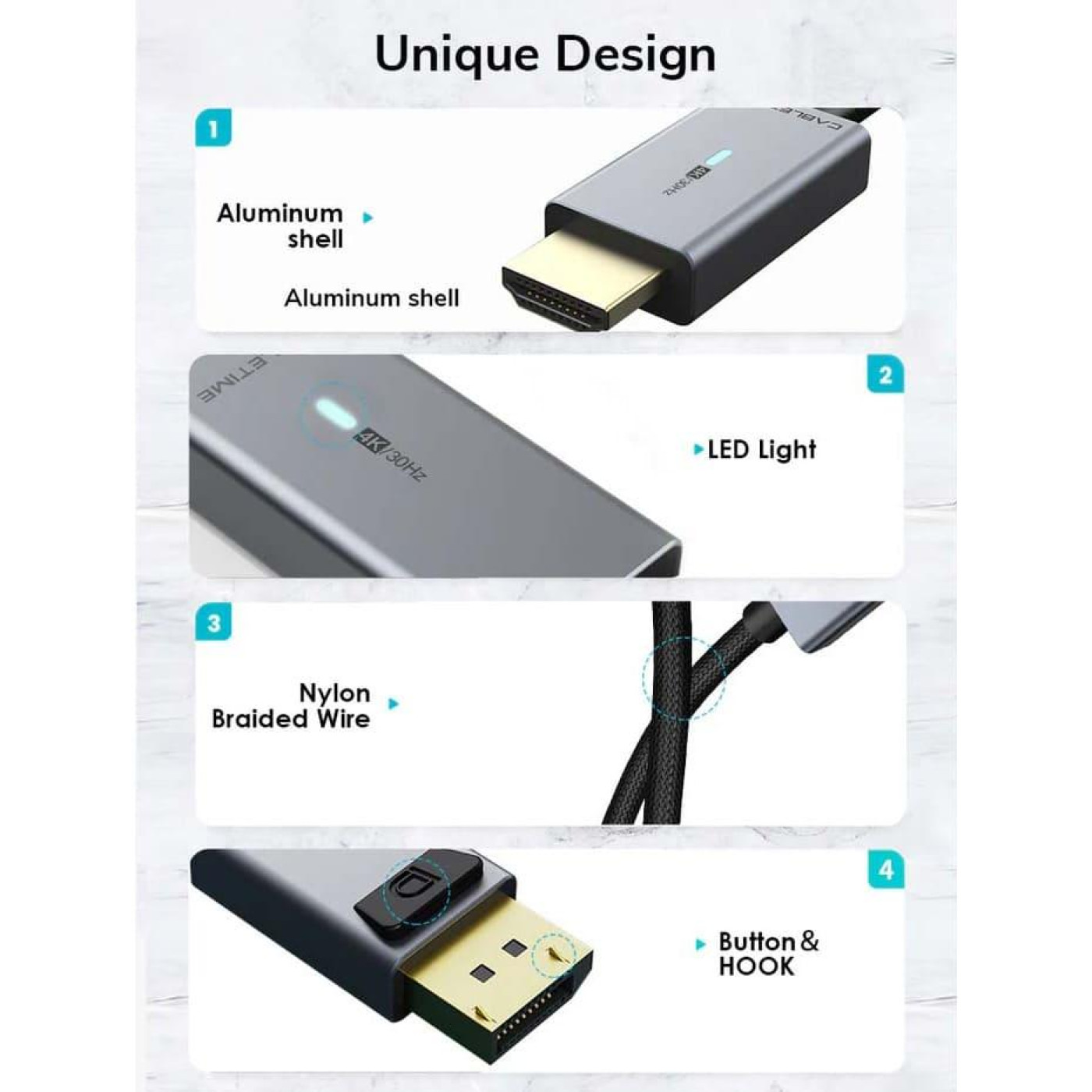 Кабель Cabletime DisplayPort-HDMI V 1.4 1.8 м (CA915323)