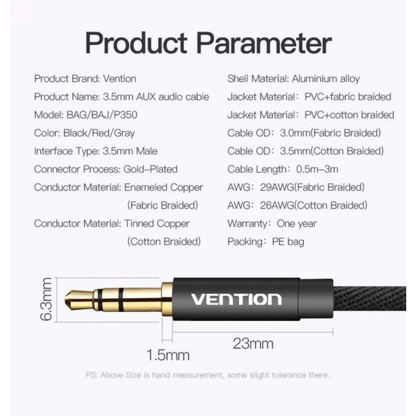 Аудио-кабель Vention Audio 3.5 mm M - 3.5 mm M, 1.5 m, Black (P350AC150-B-M)