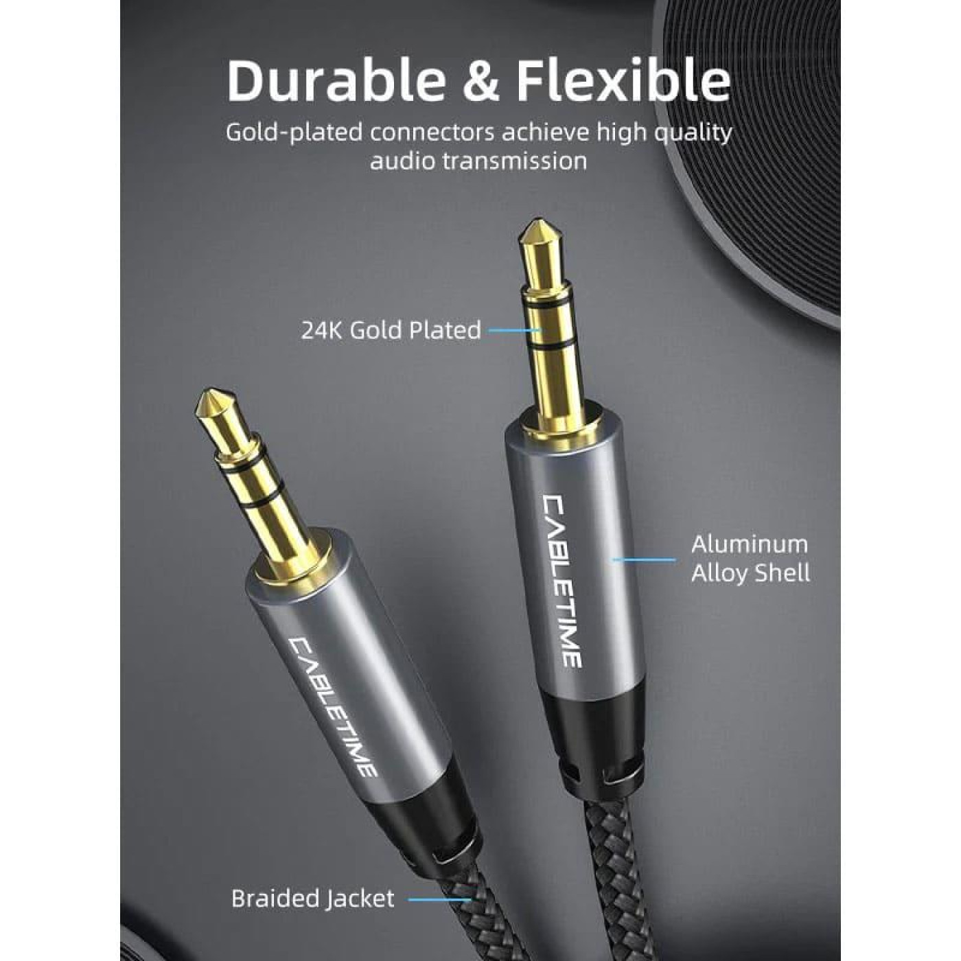 Кабель Cabletime Audio 3.5 mm M - 3.5 mm M, 1 m, Black, 3 pin (CF10H)