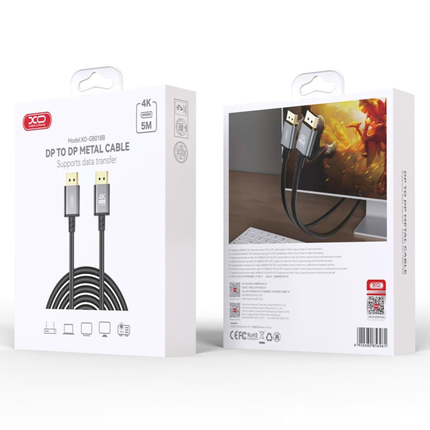 Кабель XO DisplayPort-DisplayPort V 1.2 5 м (GB018B-DP.tranish)