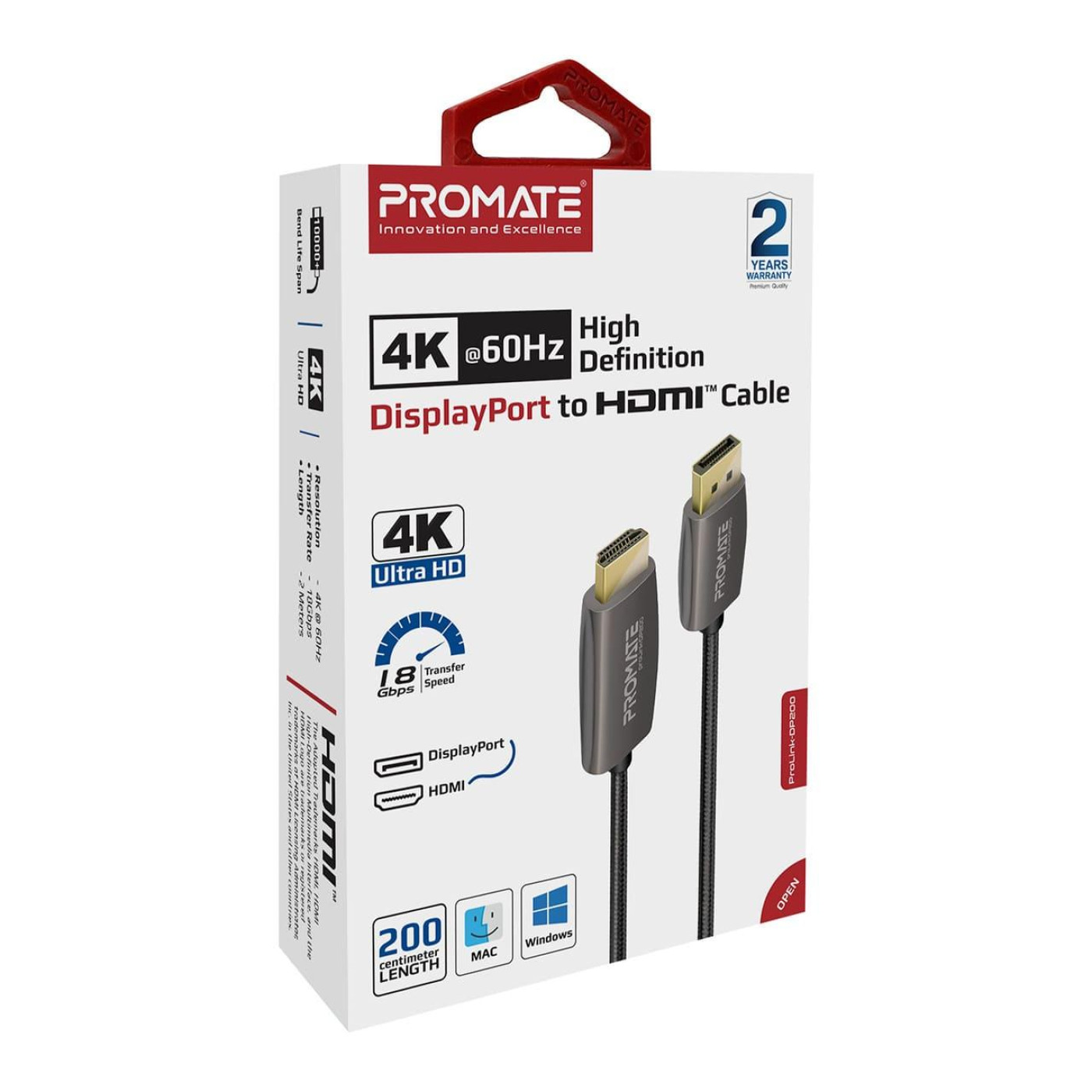 Кабель Promate DisplayPort-HDMI V 1.2 2 м (prolink-dp200.black)