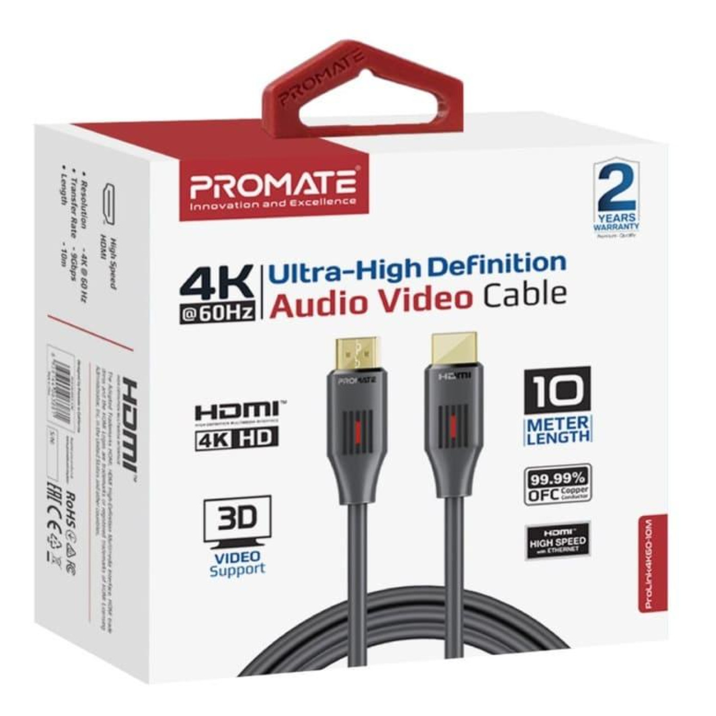 Кабель Promate HDMI-HDMI V 2.0 10 м (prolink4k60-10m)