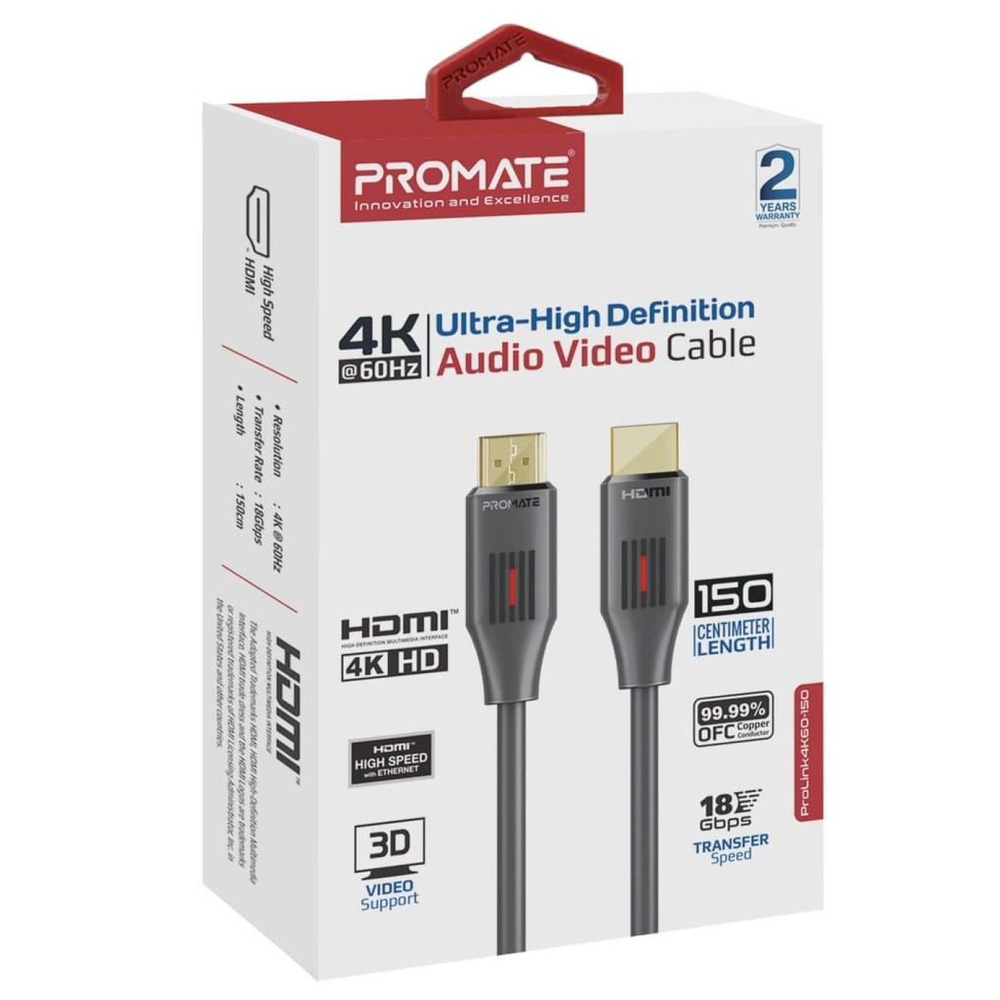 Кабель Promate HDMI-HDMI V 2.0 1.5 м (prolink4k60-150)