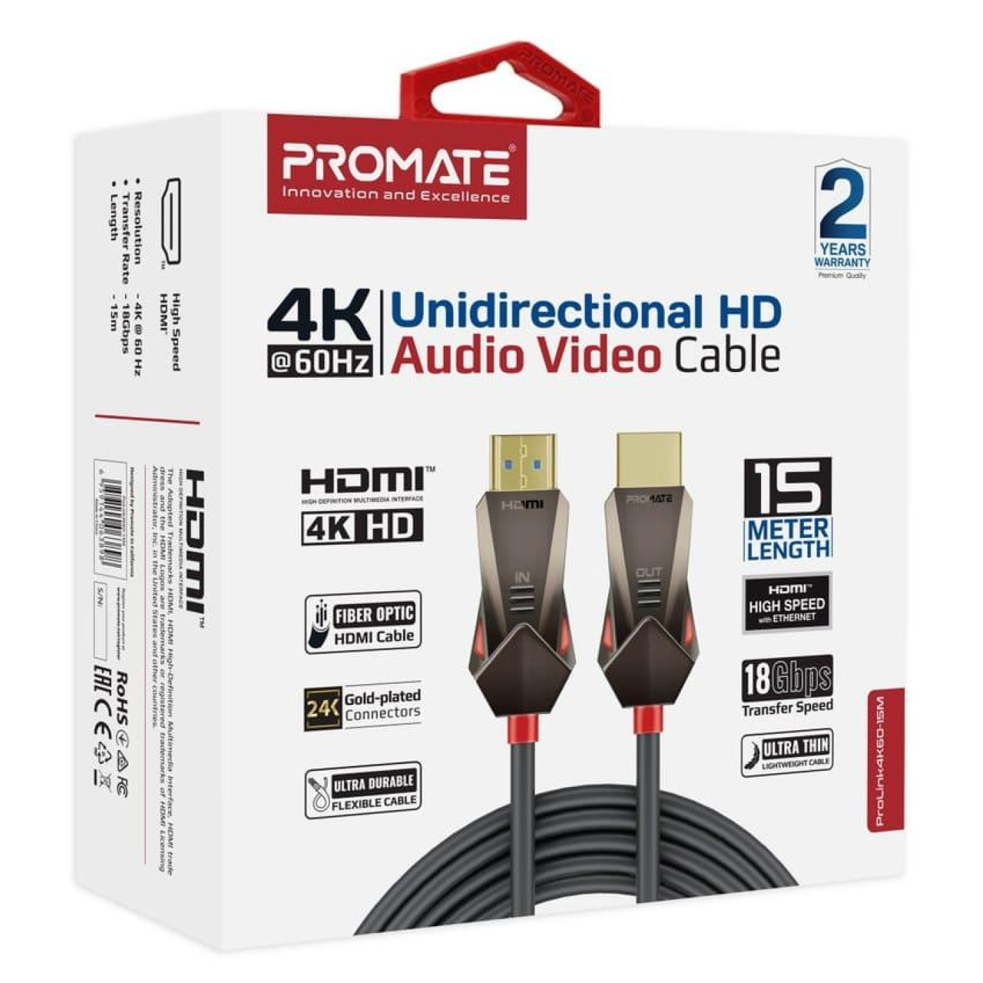 Кабель Promate HDMI-HDMI V 2.0 15 м (prolink4k60-15m)