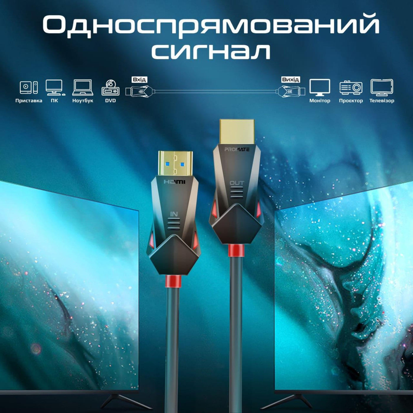 Кабель Promate HDMI-HDMI V 2.0 15 м (prolink4k60-15m)