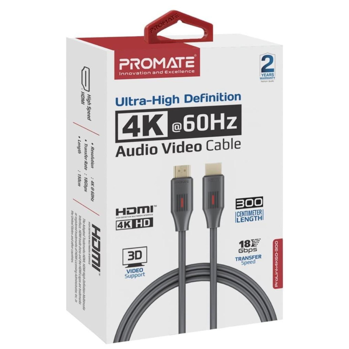 Кабель Promate HDMI-HDMI V 2.0 3 м (prolink4k60-300)