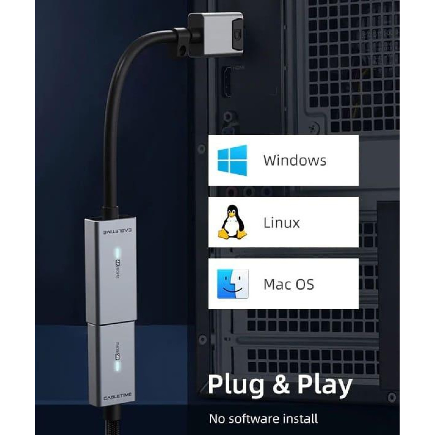 Адаптер Сabletime DisplayPort - HDMI (M/F), 0.2 м, Gray (CP20A)