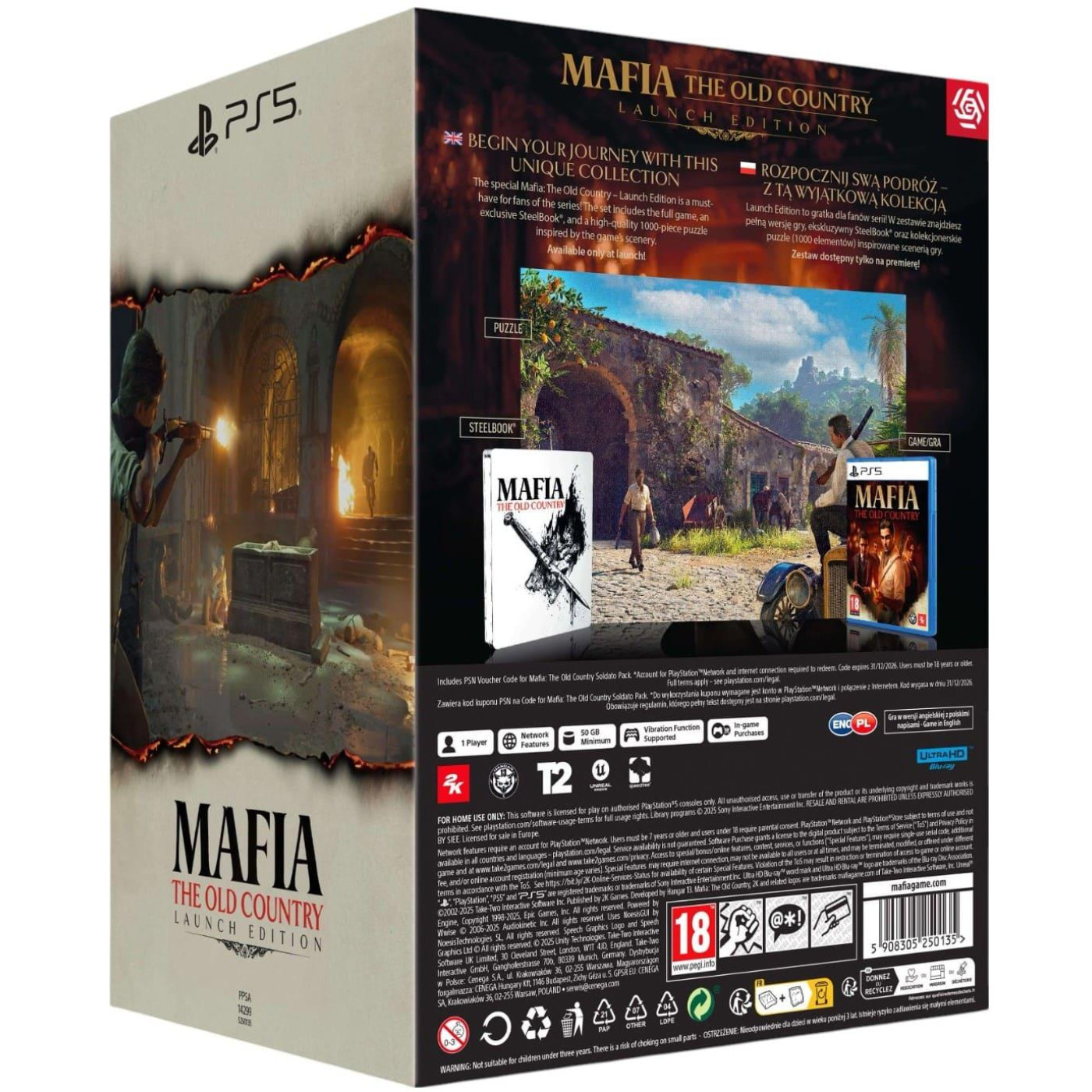 Гра PS5 Mafia: The Old Country Launch Pack (Puzzle + Steelbook) (5908305250289)