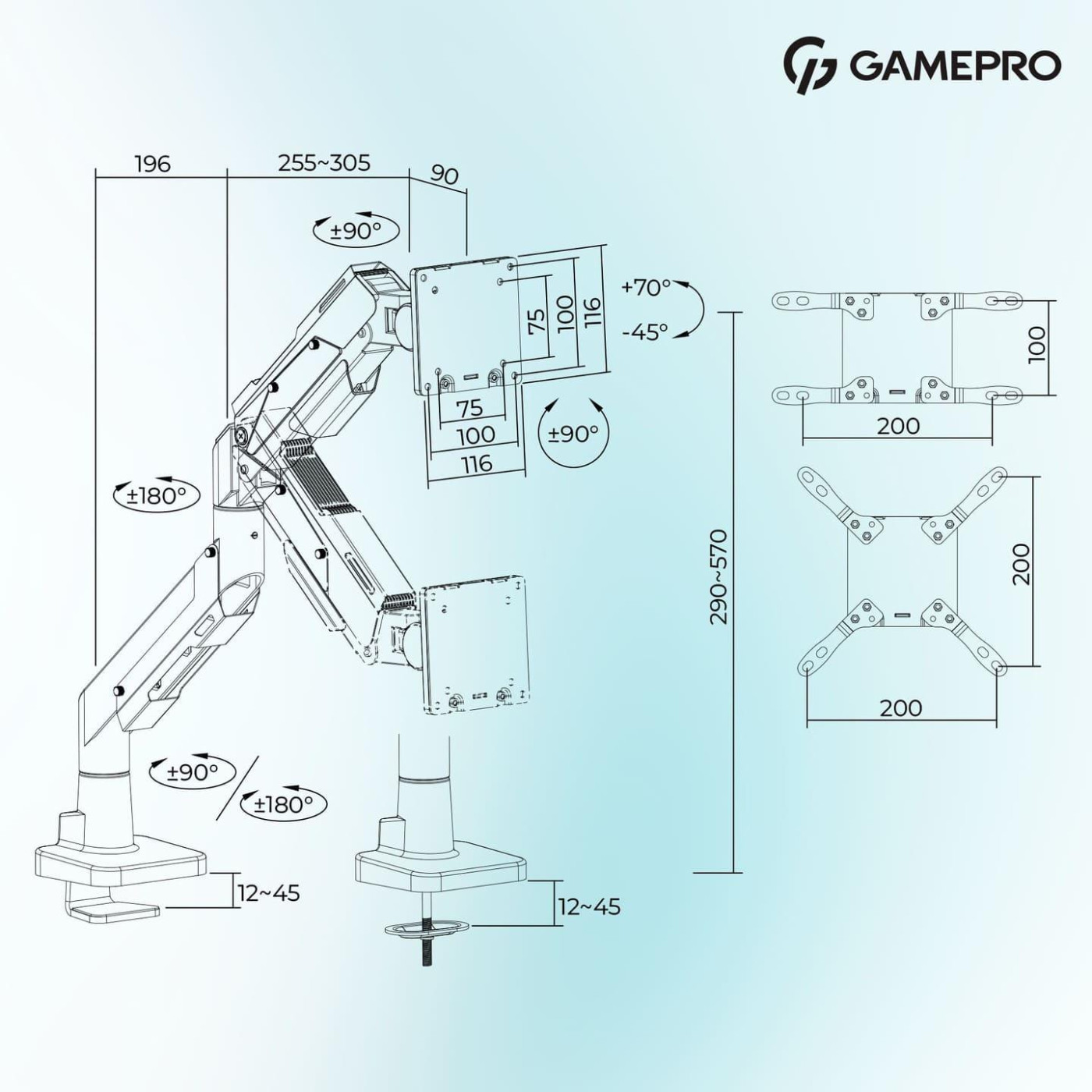 Кронштейн GamePro OfficePro MAG701WBL White & Blue MAG701WBL