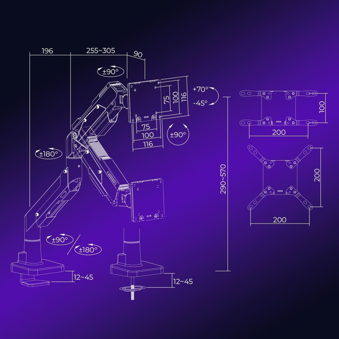 Кронштейн GamePro OfficePro MAG703BW Black & White MAG703BW