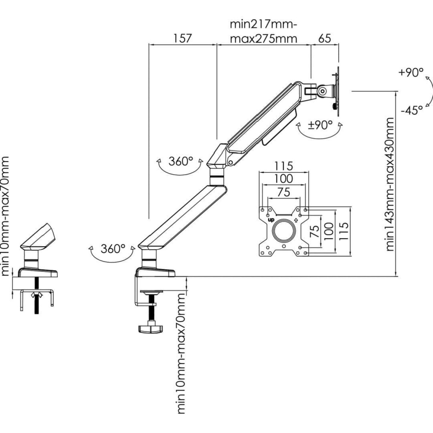 Кронштейн Anda Seat Stealth II 17''-32'' White AD-W-A6D-1S-FW