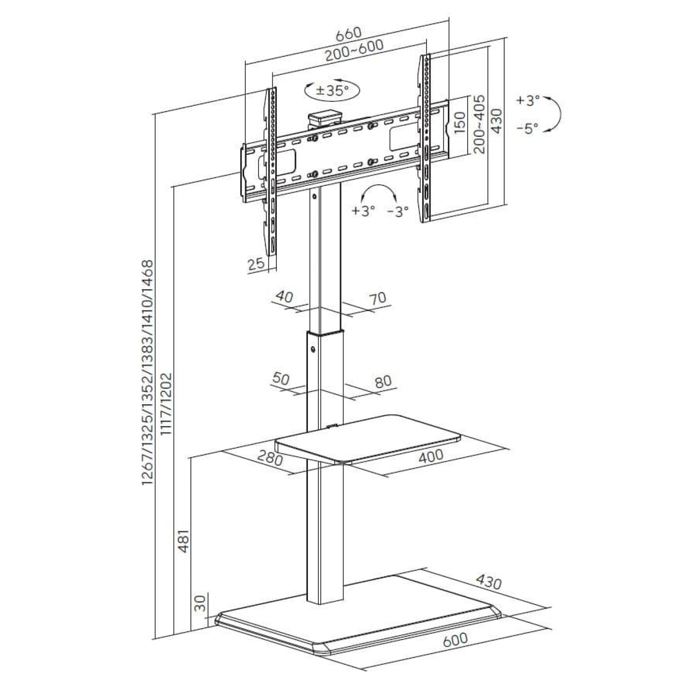 Стійка з кріпленням для телевізора OfficePro TVS297B