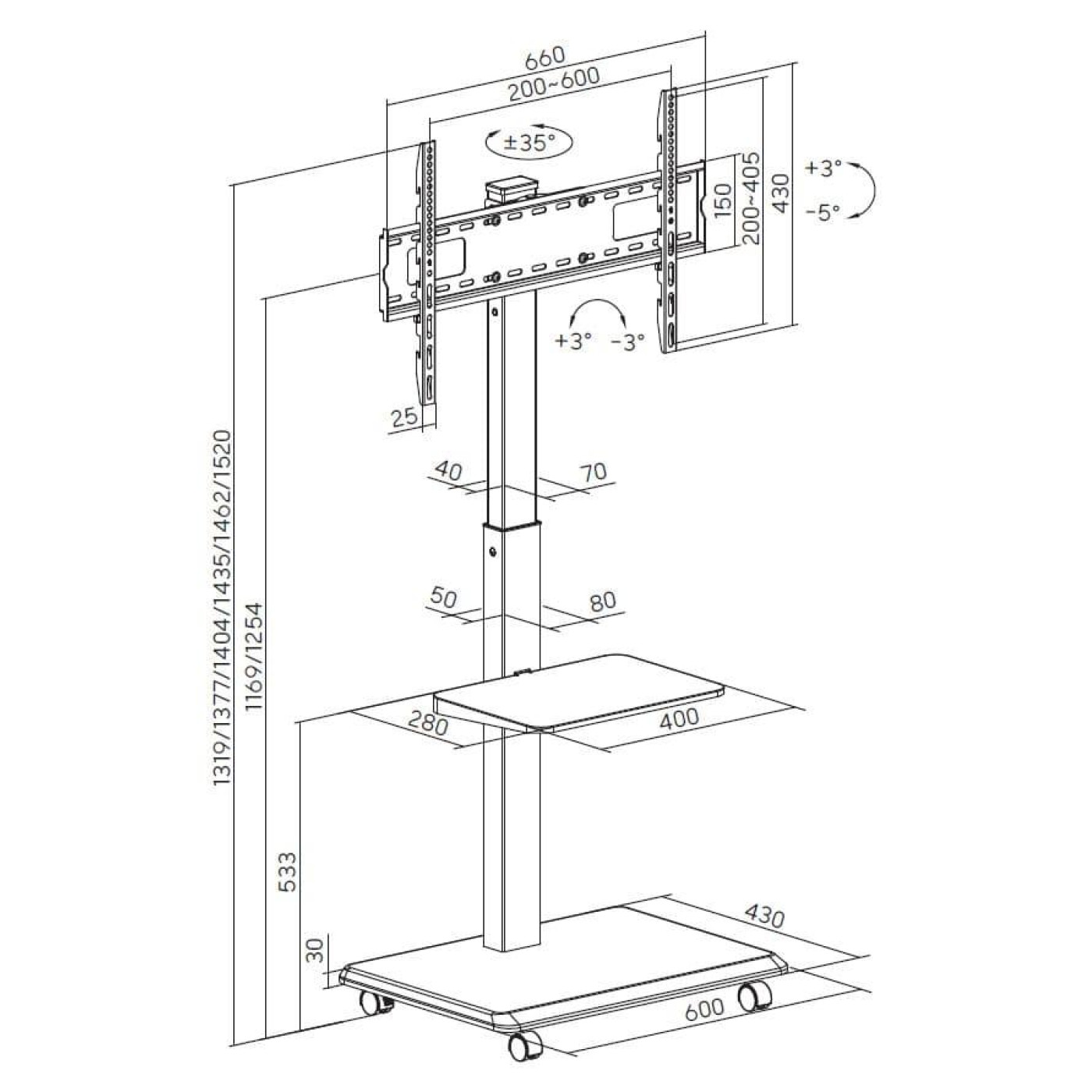 Стійка з кріпленням для телевізора OfficePro TVS302B