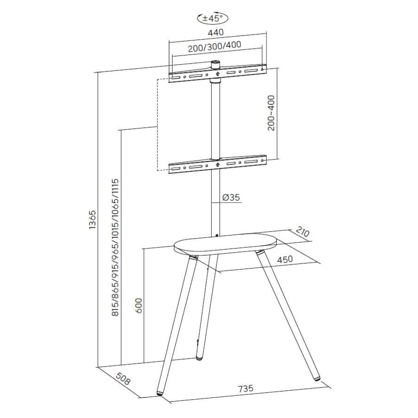 Стійка з кріпленням для телевізора OfficePro TVS226