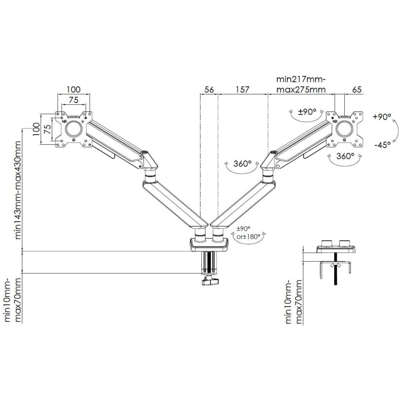 Кронштейн Anda Seat Stealth II Duo 17''-32'' Black AD-W-A6D-2S-BB U1