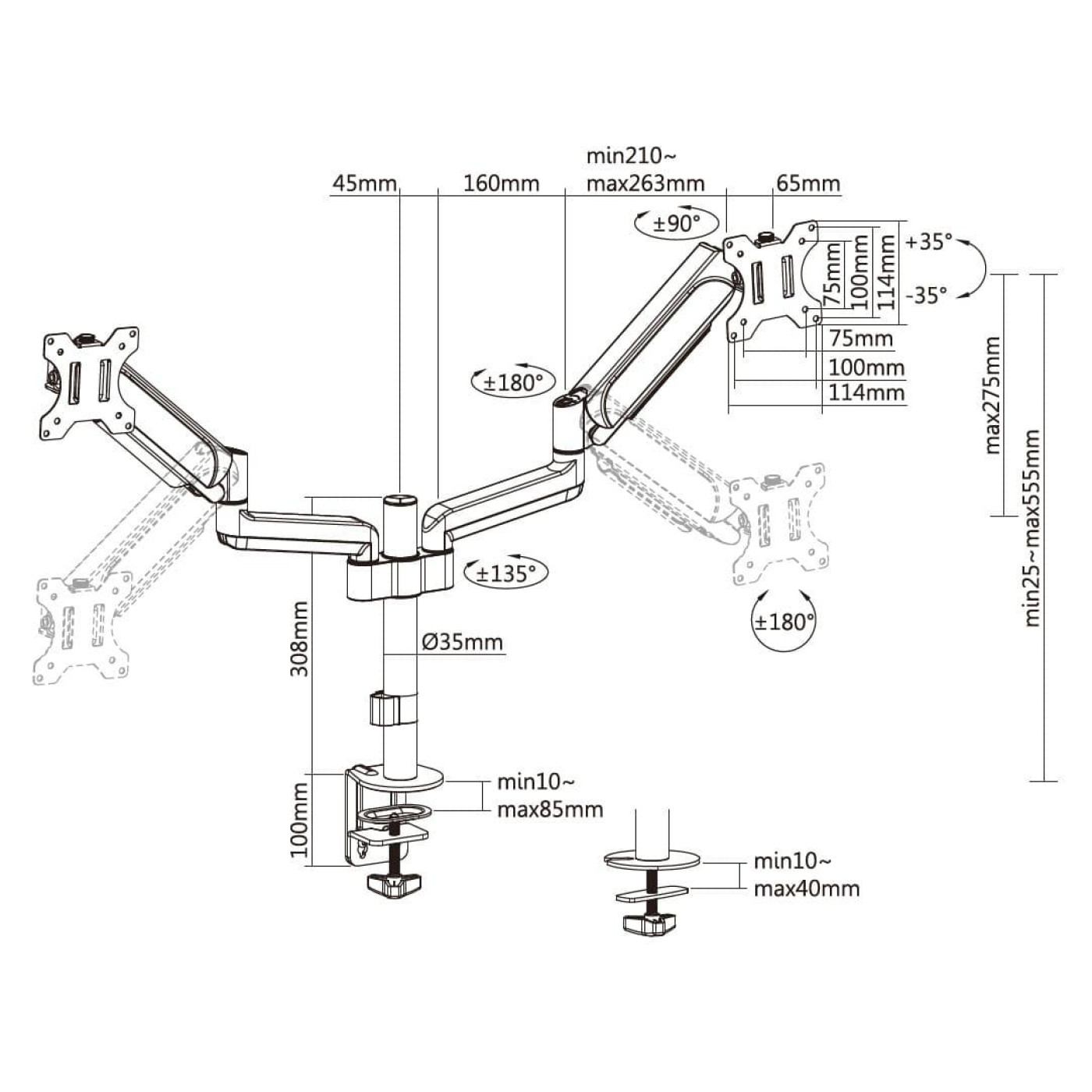 Кронштейн OfficePro MA722B Black MA722B