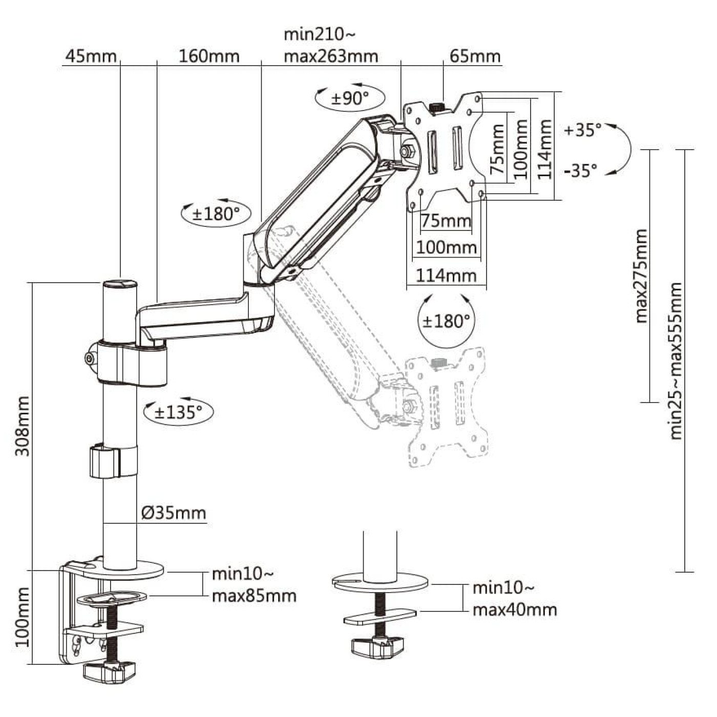 Кронштейн OfficePro MA721B Black MA721B