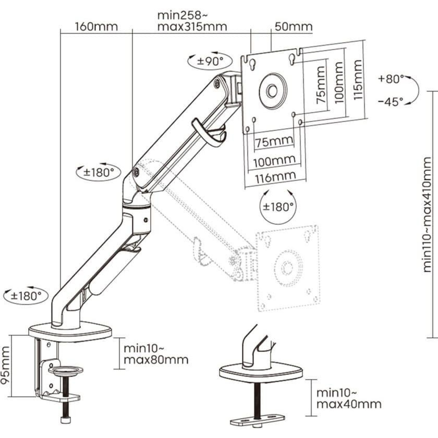 Кронштейн для монітора OfficePro MA421S