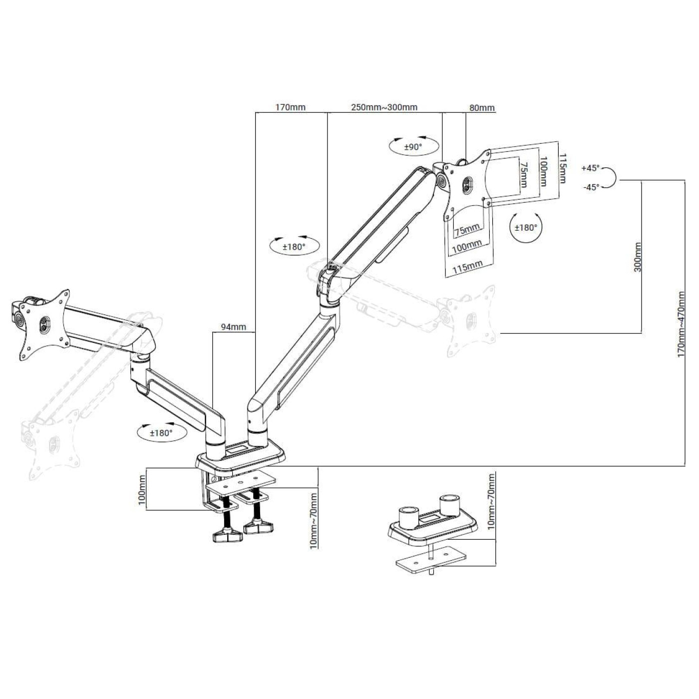 Кронштейн Anda Seat Stealth PRO II Duo 17ъъ-42ъъ Titanium AD-W-A9-2S-BT