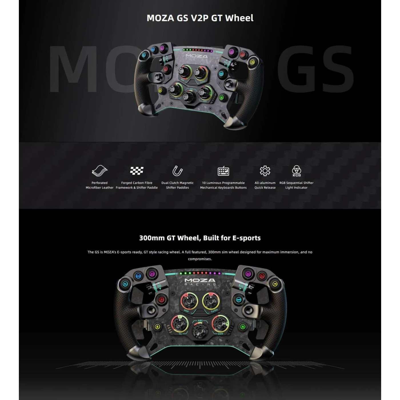 Кермо MOZA Racing GS V2P Steering for PC RGB