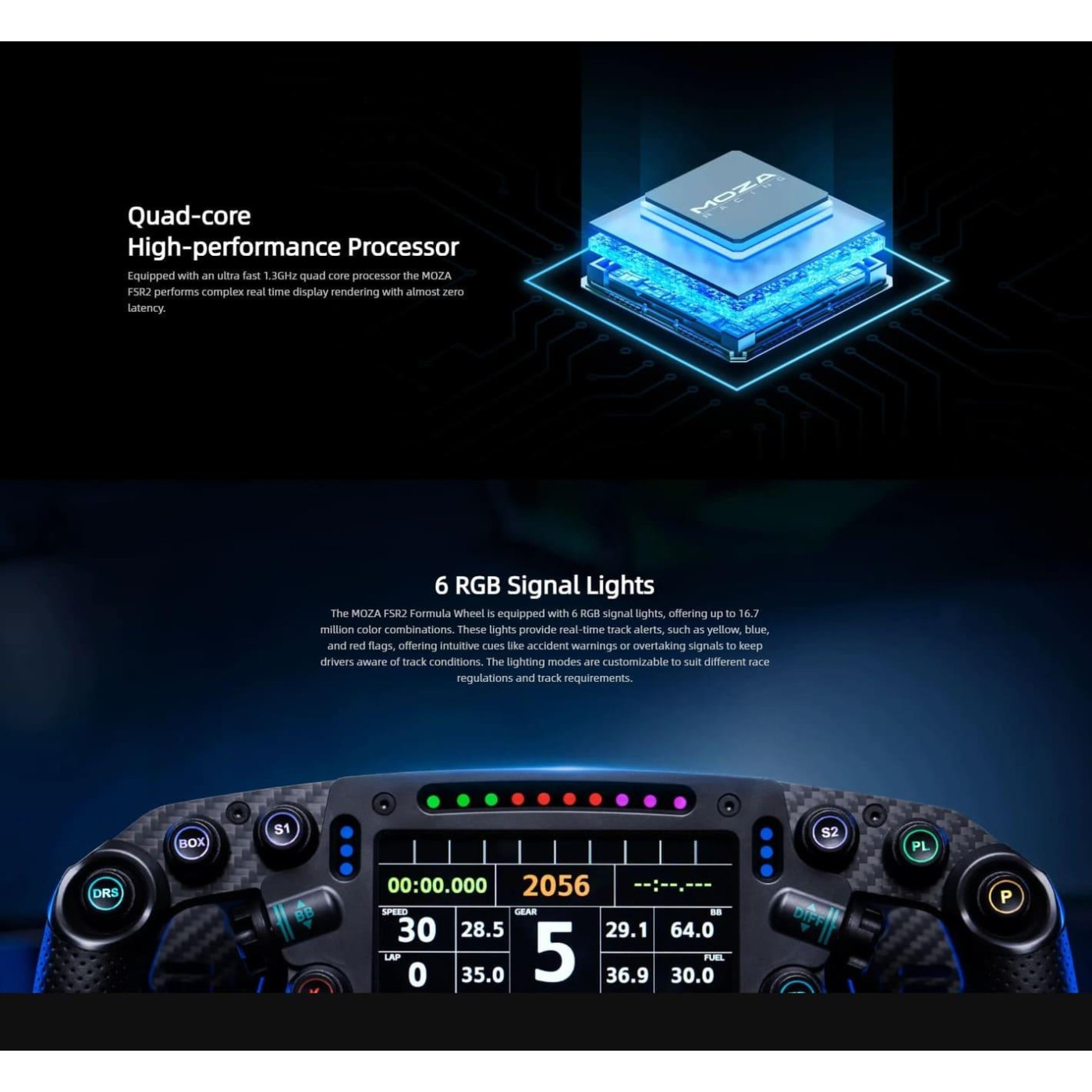 Руль MOZA Racing FSR V2 Formula for PC Экран 4.3